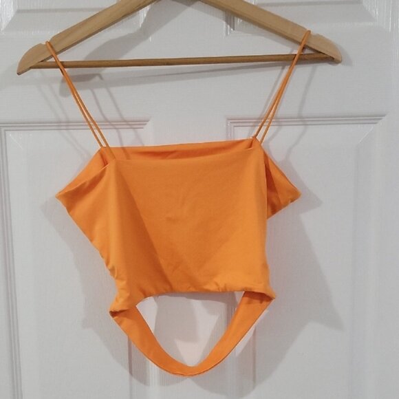 Orange Spaghetti Strap Crop Top - Picture 2 of 3